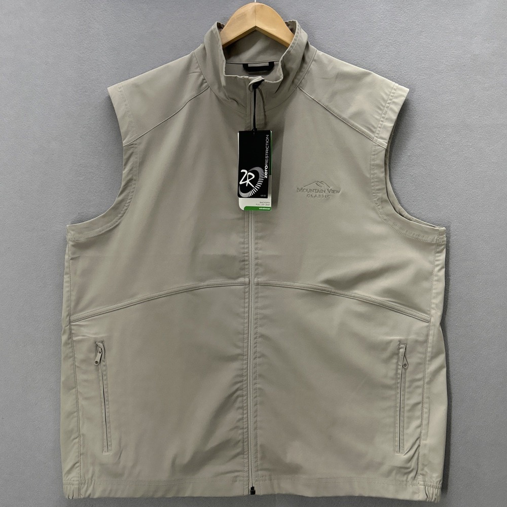 Zero Restriction Backspin Golf Vest Windbreaker Men XL Beige Mountain View CC